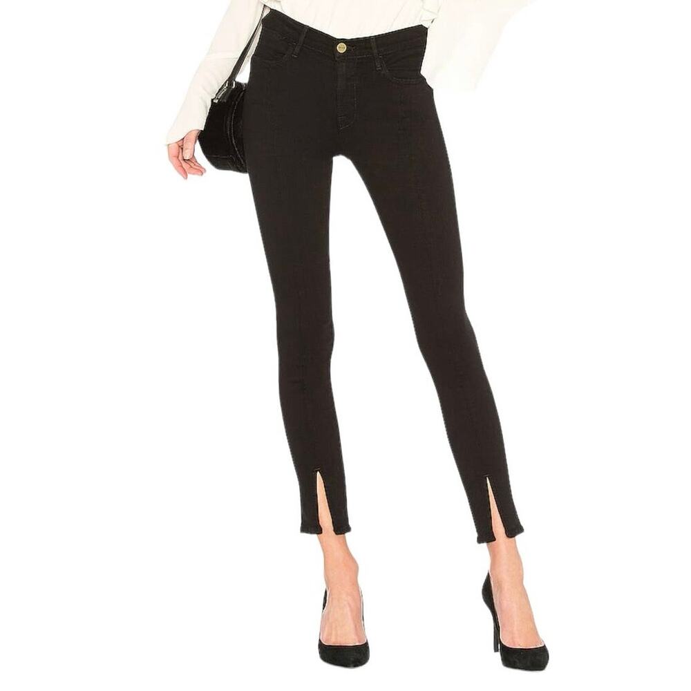 NWT Frame Le High Skinny Front Split Black Size 32